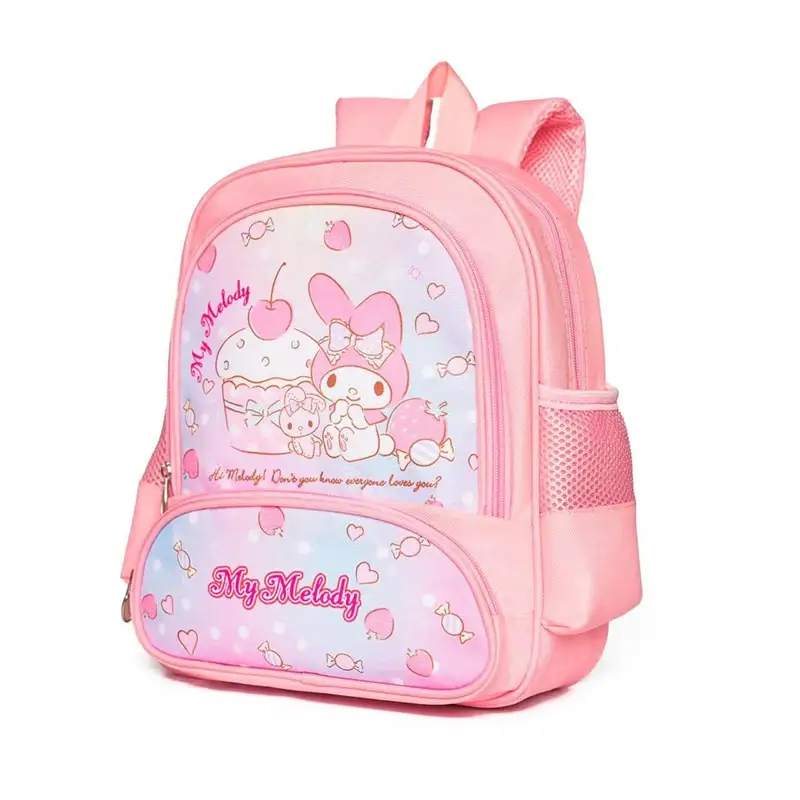 Sanrioed-mochila de Anime de Hello Kitty Cinnamoroll My Melody Kuromi para niños, Mini bolsa escolar de cuero de dibujos animados Kawaii, regalo de