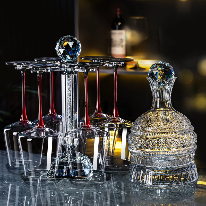 YJ high-end red bow tie red wine glass set household light luxury high-value burgundy crystal goblet rotating decanter