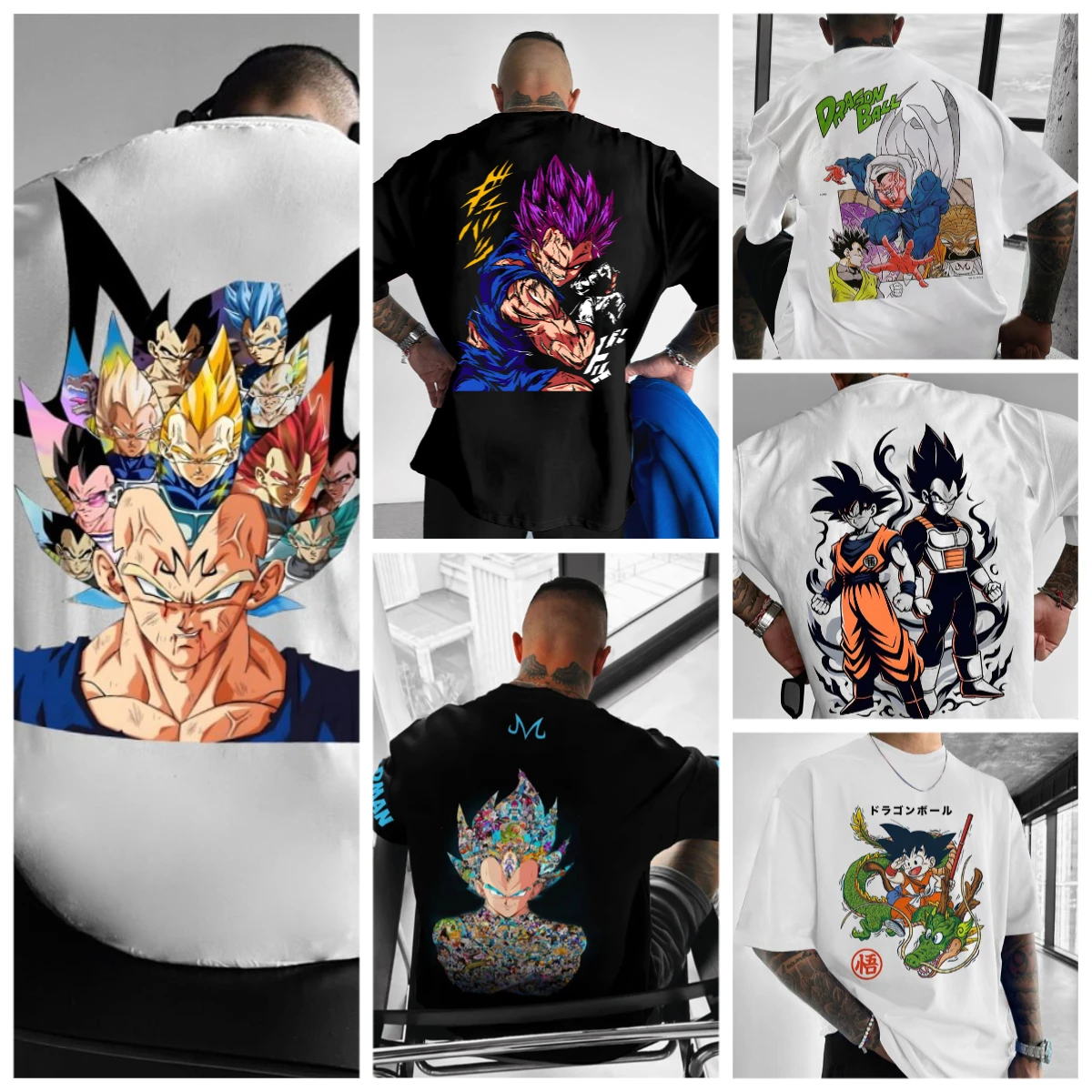 

Dragon Ball Sun Wukong Vegeta Vegeta Anime Printed Short Sleeve T-Shirt Men's Tide Cotton American Blockbuster T-Shirt