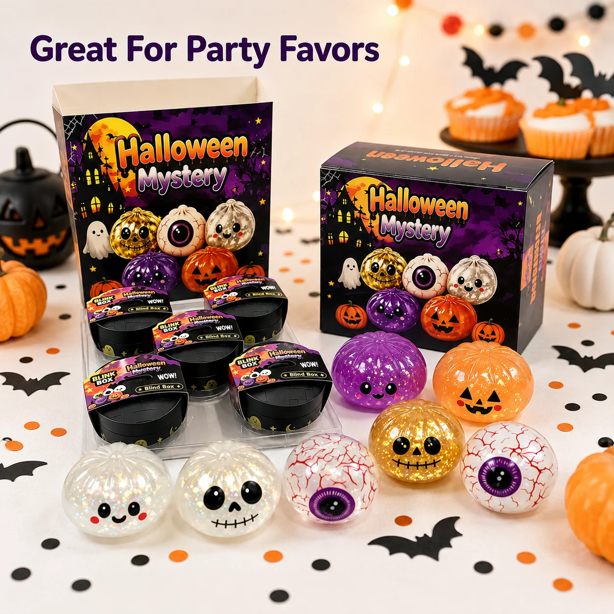 Halloween Bao Bun Squishy Toys 5pcs Set 8.5cm Fake Food Dumpling Squeeze Toy Slow Rebound Fidget Sensory Decor Gift