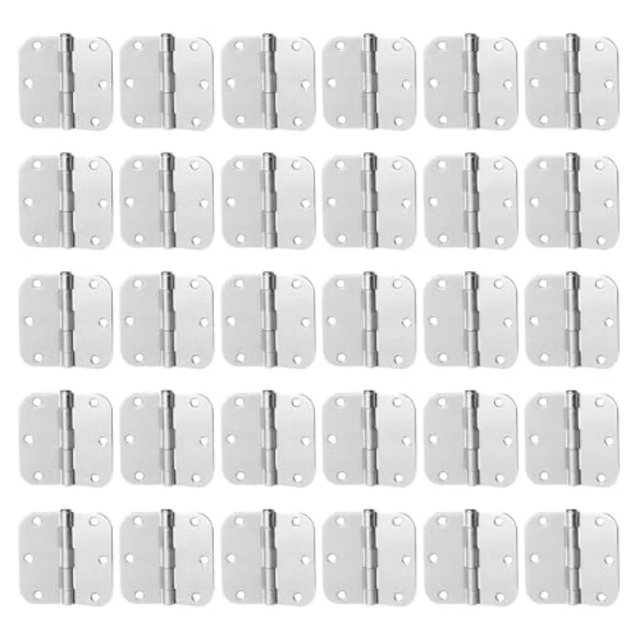 

Satin Nickel Door Hinges 3.5 inch Brushed Nickel Hinges Rounded 5/8" Radius Corners Bedroom Residential Standard Indoor Door Ha