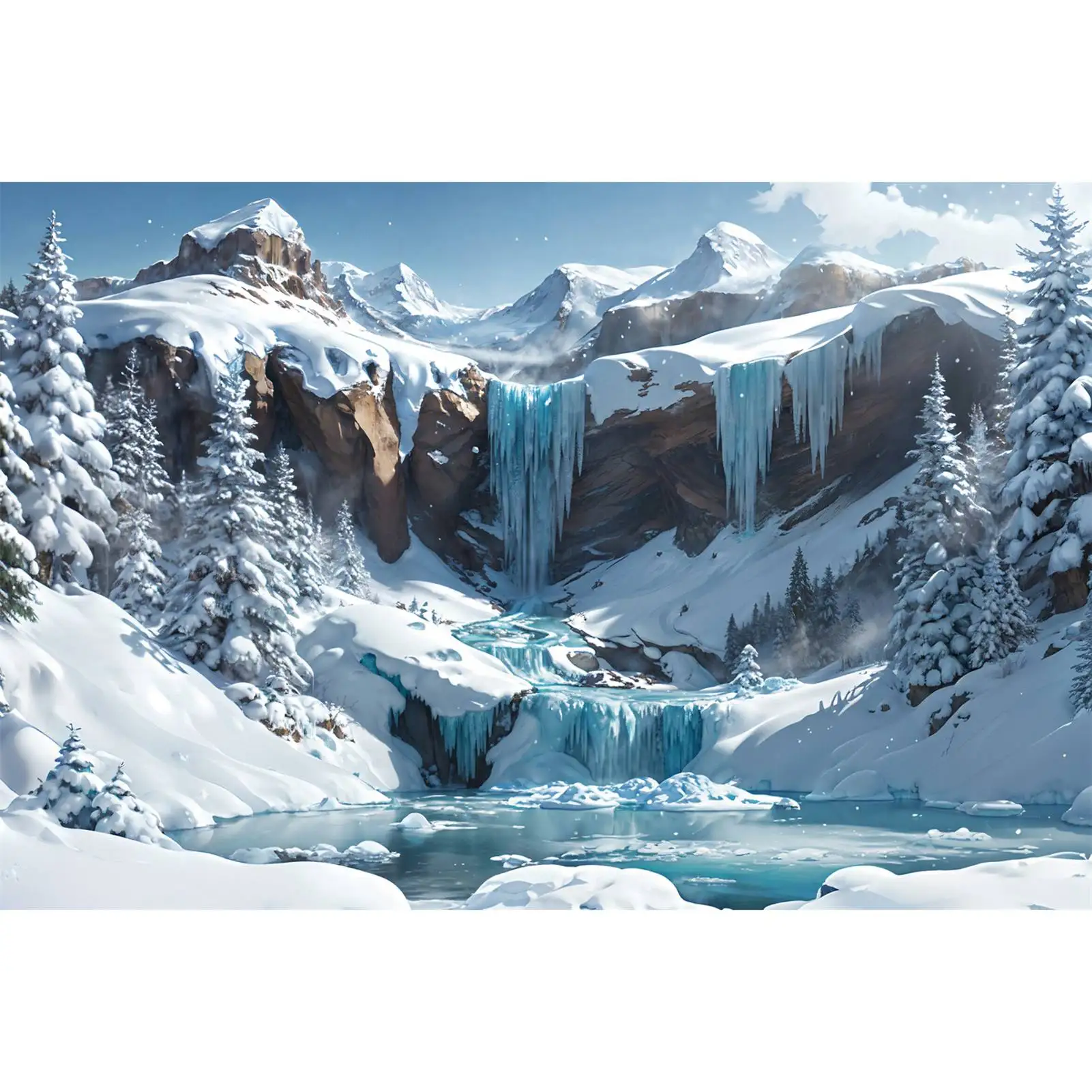 Custom Snow Mountain Waterfall Backdrops, decoração de fotografia, inverno azul, Photobooth, fundos fotográficos, adereços para crianças