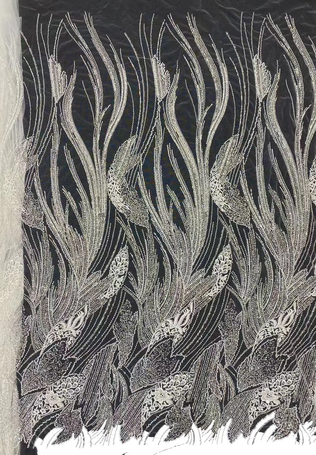 

Wedding Hot On Sale Lace Fabric 2024 High Quality Handmade Special Embroidery With Luxury Sequins Beads For Wedding Dresses