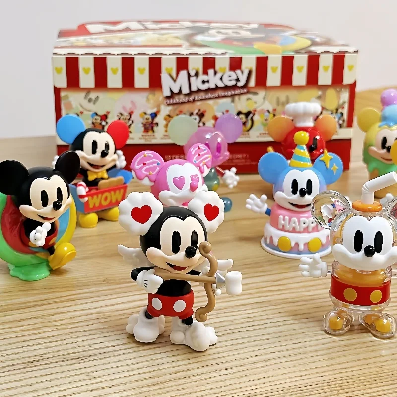 Genuine Disney Mickey Childhood Of Boundless Imagination Series Blind Box Toys Cute Anime Action Figure Ornaments Surprise Gift