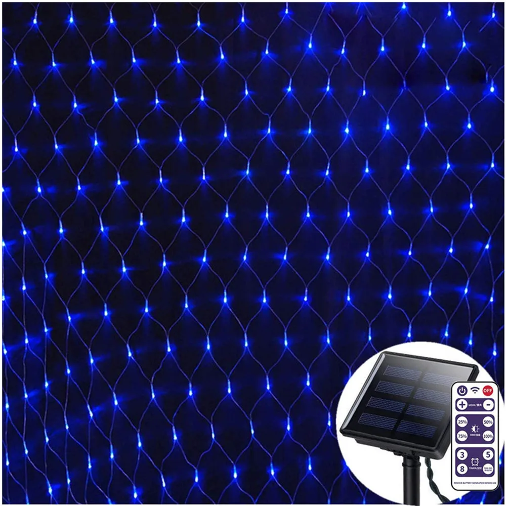 Solar LED Net Light String Light Outdoor Multicolor/Warm/White/Blue Net String Light for Lawn Fence Christmas Tree Decor