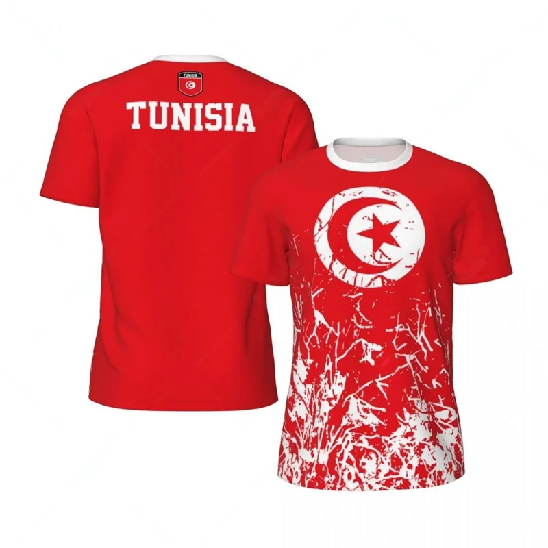 Men Tunisia Pattern T-shirt 3D Printed Soccer Tee Shirts Summer Fitness Oversized Short Sleeve Sports GYM Football T Shirt