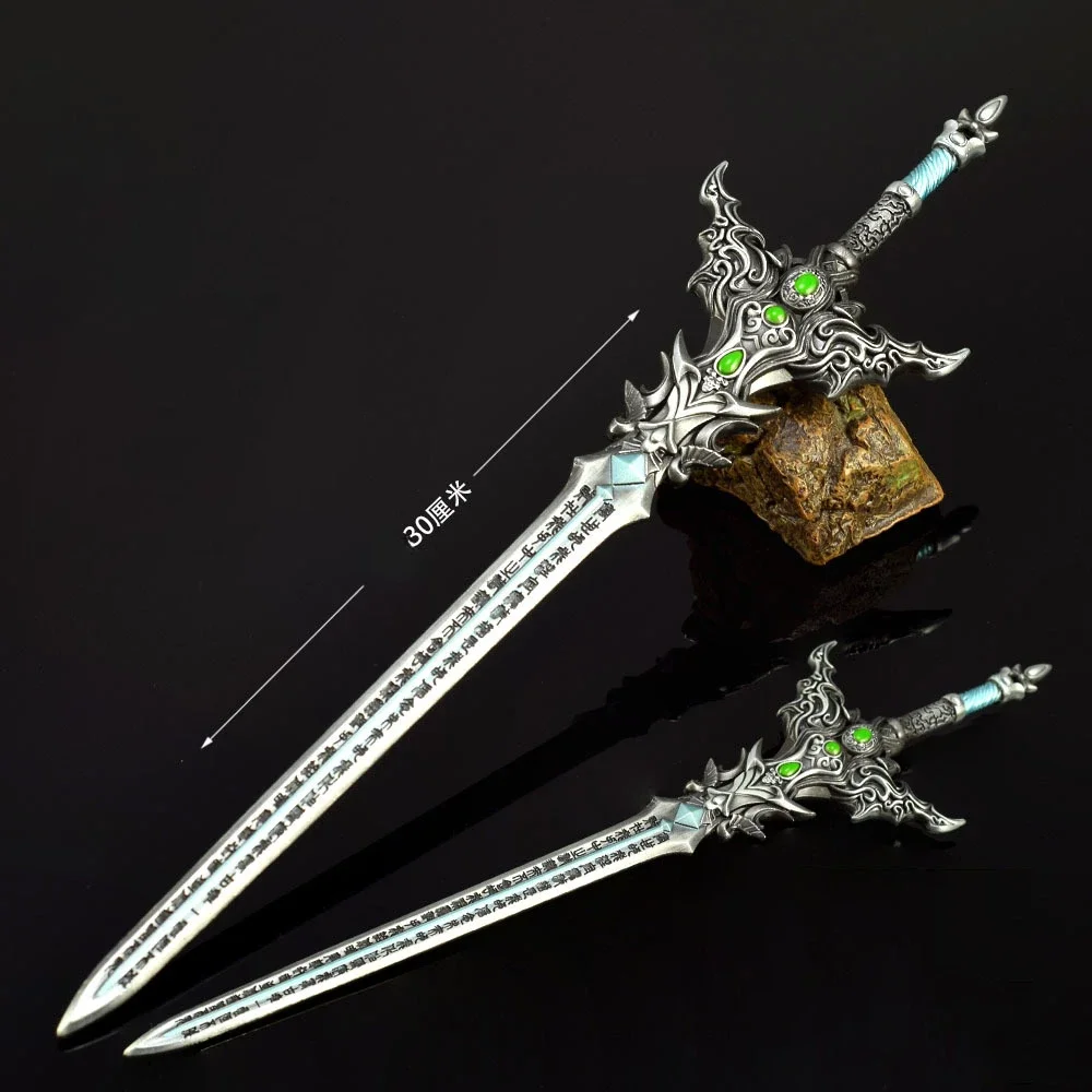 30cm/11.8in Perfect World Reincarnation Sword Shihao Huang Tian Di Cosplay Metal Game Peripherals Weapon Props Model Decoration