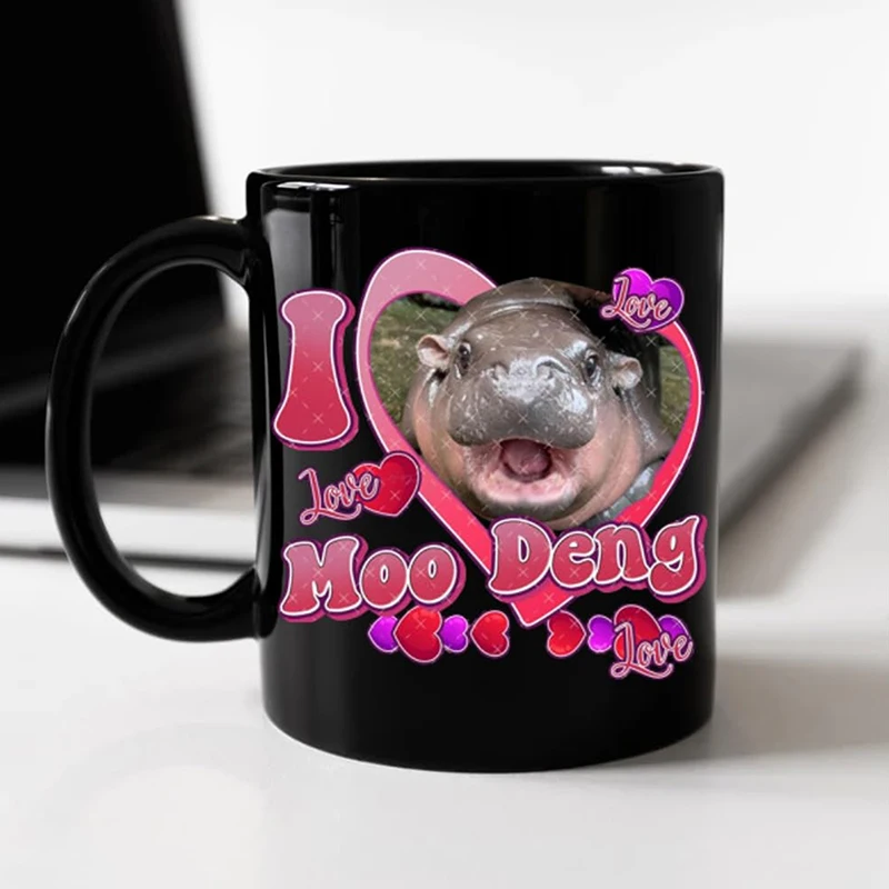 325ml hipopótamo moo deng caneca bonito hipopótamo copo de café da manhã dos desenhos animados caneca cerâmica engraçado copos de água café da manhã leite xícara de chá