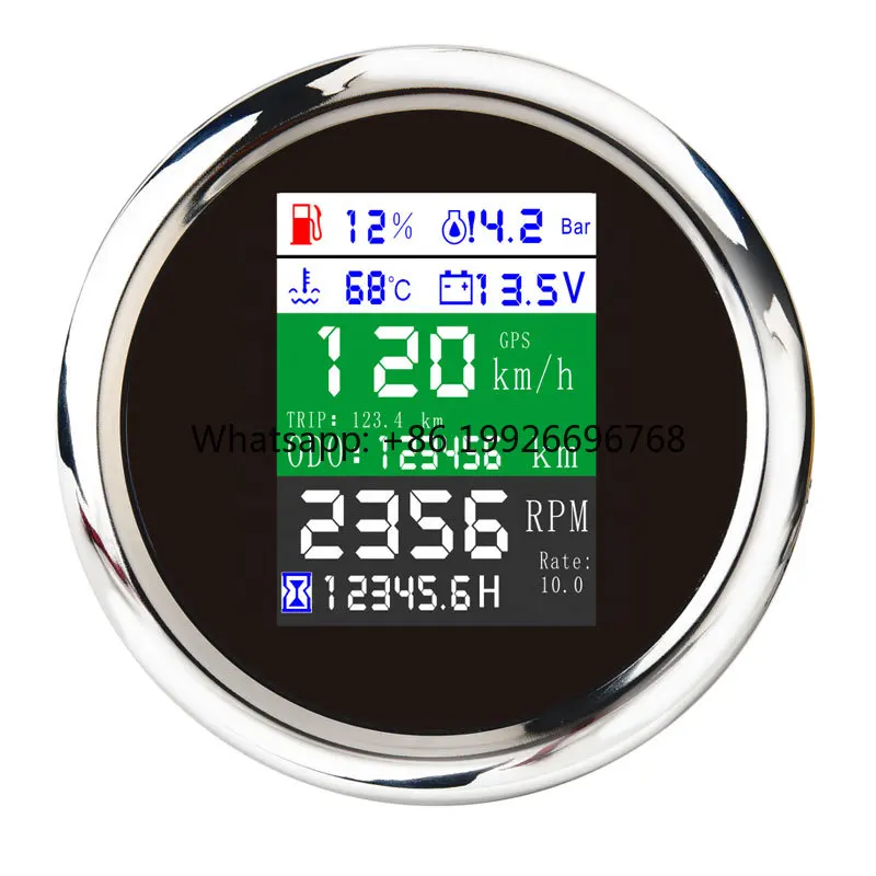 85mm 6 in 1 Multifunction Speedometer With Gps Odometer Voltage Oil Pressure Oil Level Water Temperature