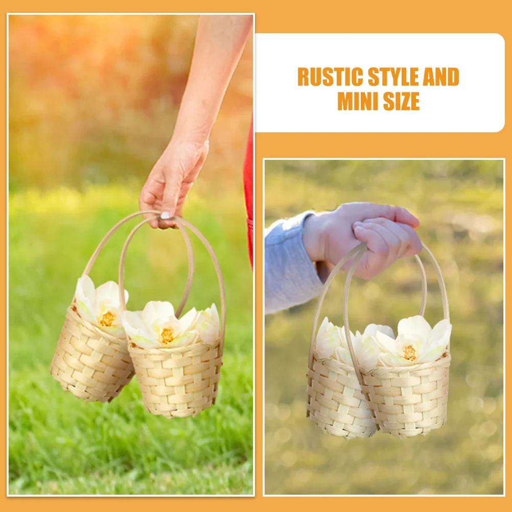 

6Pcs Mini Bamboo Woven Flower Baskets Rustic Decorative Storage Baskets with Handles for Sweets Nuts Gifts Mini Basket