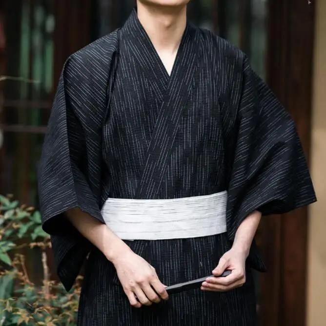

Japanese Kimono Men Summer Yukata Tradition Ancient Costume 136CM Robe