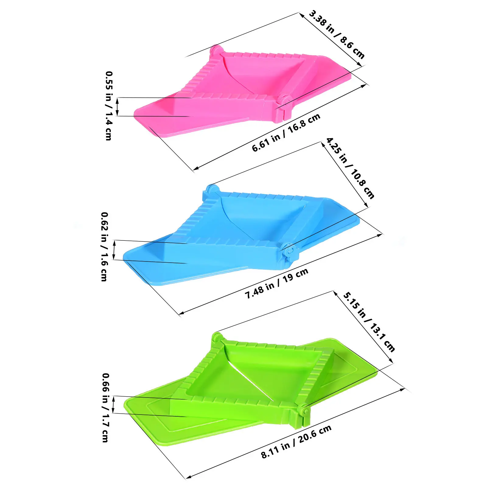 3Pcs Manual Dumpling Mold Plastic Dumpling Maker Kitchen Tool Press for Pierogies Wontons Gyoza Mould Empanada Maker Press