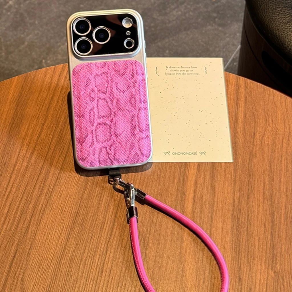 المتقدمة شخصية بلون جلد الثعبان نمط الجلود الاصطناعية الحبل غطاء الهاتف القضية آيفون 17 16 15 14 برو ماكس #5