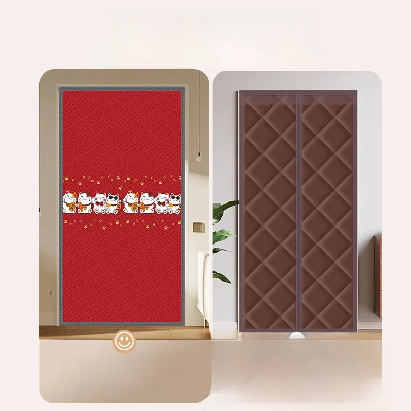 Thiened Cotton Door Curtain Winter Bedroom Room Warmth Insulation Home Use No Punching Windproof Warm Light Bloing Partit...