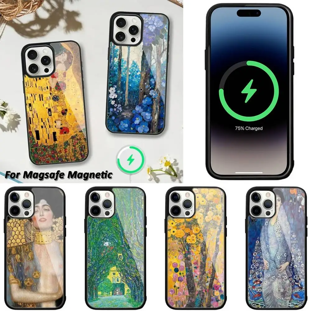 

The Kiss Gustav Klimt Phone Case For iPhone 16,15,14,13,12,11,Plus,Pro,Max,Mini Magsafe Magnetic Wireless Charging