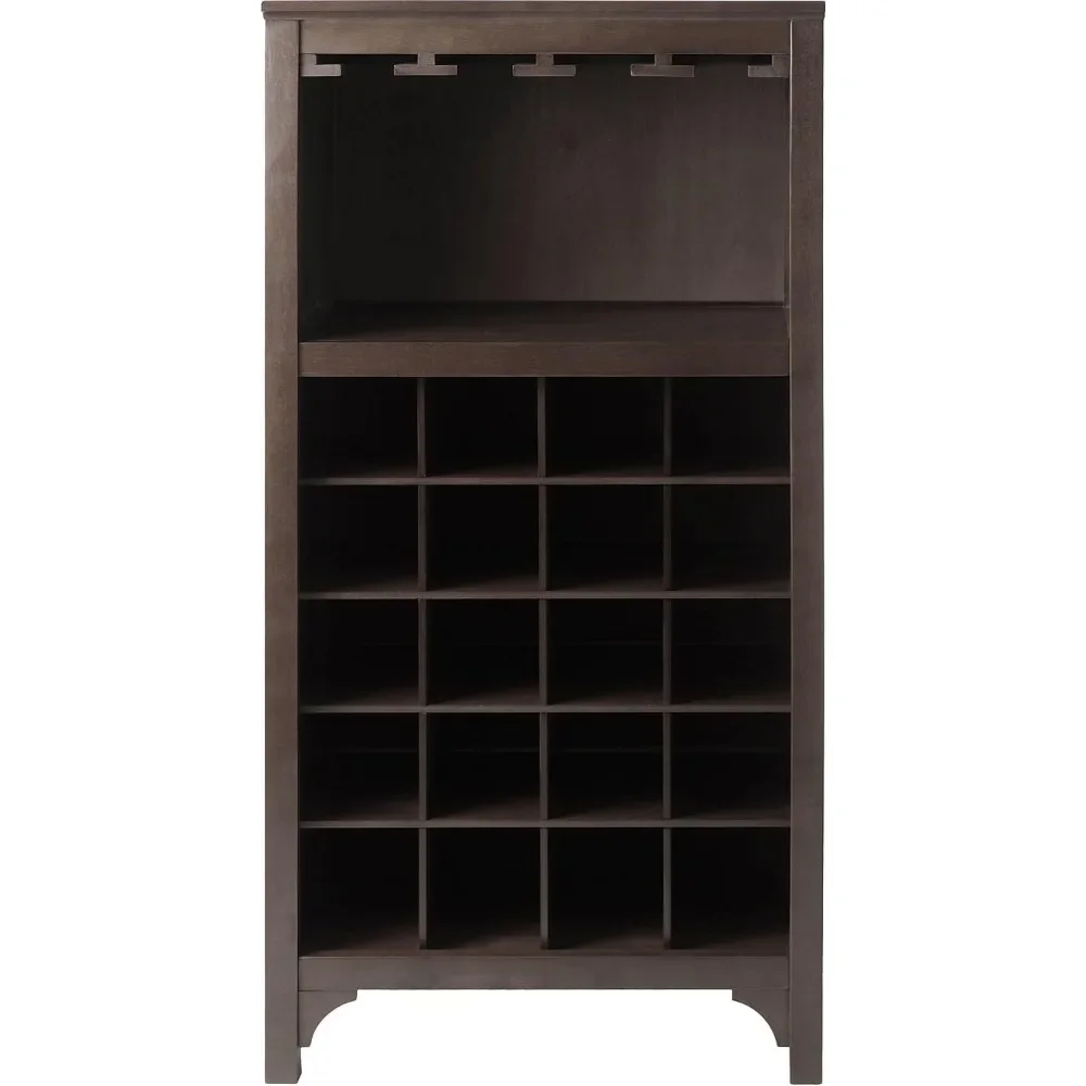 Marco-armário para vinho modular com prateleira de vidro, café expresso escuro (92729), 37,52 polegadas x 19, 09x12,6 polegadas, 20 garrafas