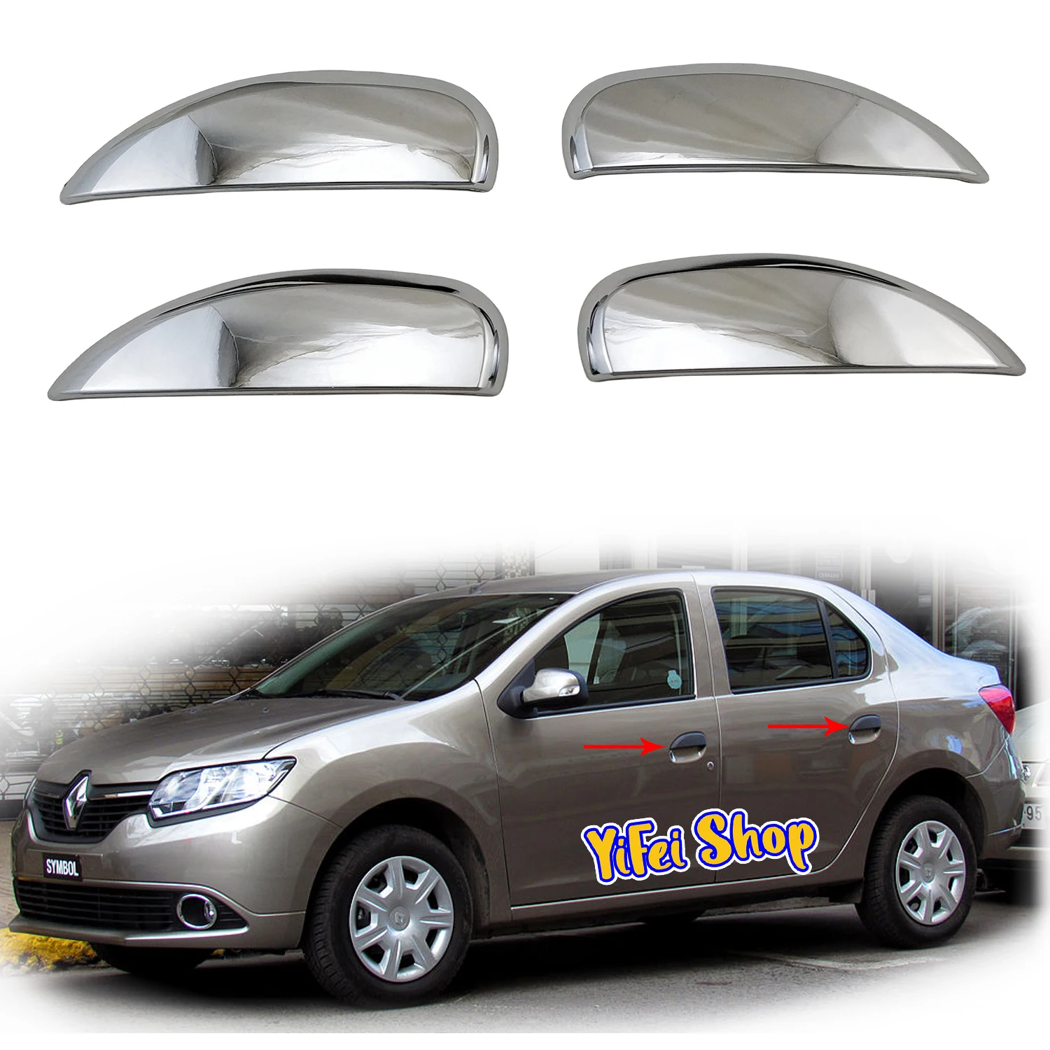 

4pcs New Car ABS Chrome Accessories Plated 2012 2014 2016 For Renault Logan II Symbol III Door Handle Cover Trim Paste Style