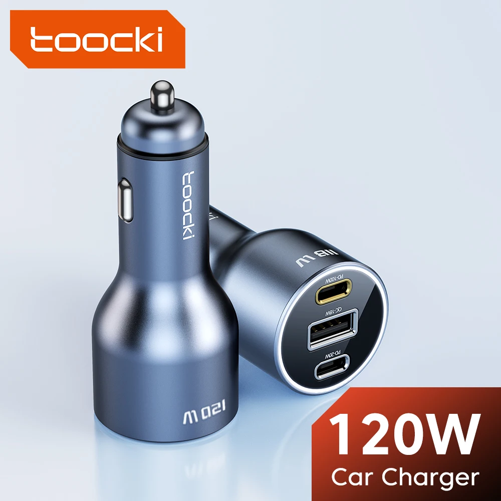 

Автомобильное зарядное устройство Toocki PD 120 Вт USB Type-C QC 4,0 PD 3,0 для iPhone 15 14 13 12 11 Pro Max Samsung S22 Xiaomi 13 Huawei, зарядное устройство для телефона