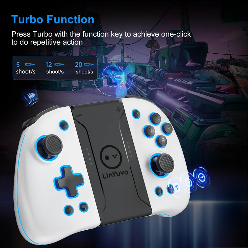 Linyovo KS47 Joypad Pro Controller per Switch untuk Auto Fire Bluetooth Turbo Function Pro Controller per Nintendo Switch/OLED