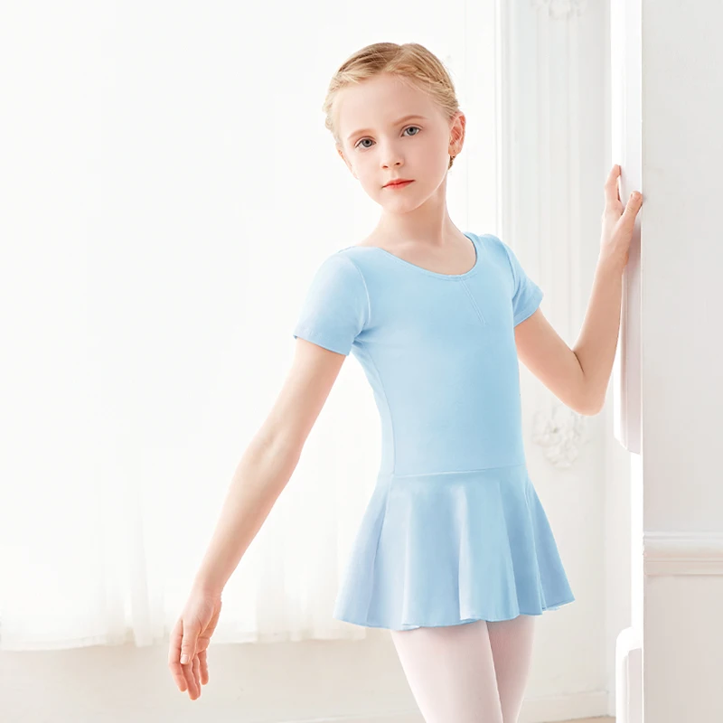 Ballet Jurk Gymnastiek Maillots voor Meisjes Kinderen Korte Mouw Ballet Chiffon Begrenste Maillots Strik Dancewear Ballet Body