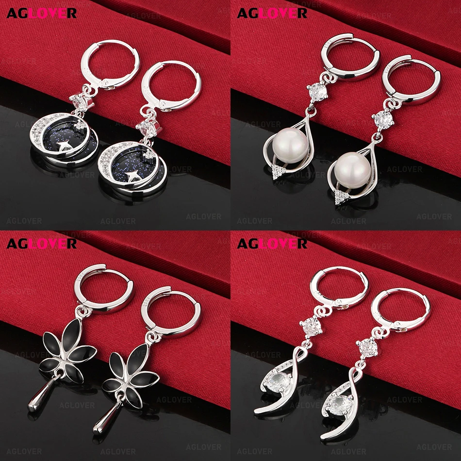 

AGLOVER 925 Sterling Silver Imitation Pearl Cross Design Earrings For Women, Versatile And Fashionable Party Jewelry