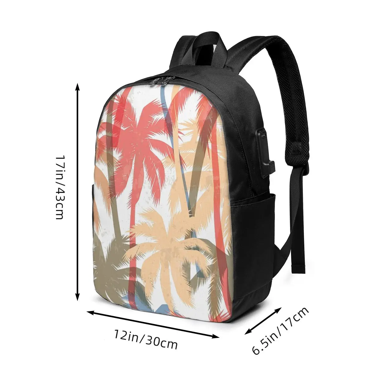 Vintage Coconut Palm Tree Pattern Backpack Travel Notebook Bag Computer College Student School Bag Laptop Shoulder Bags