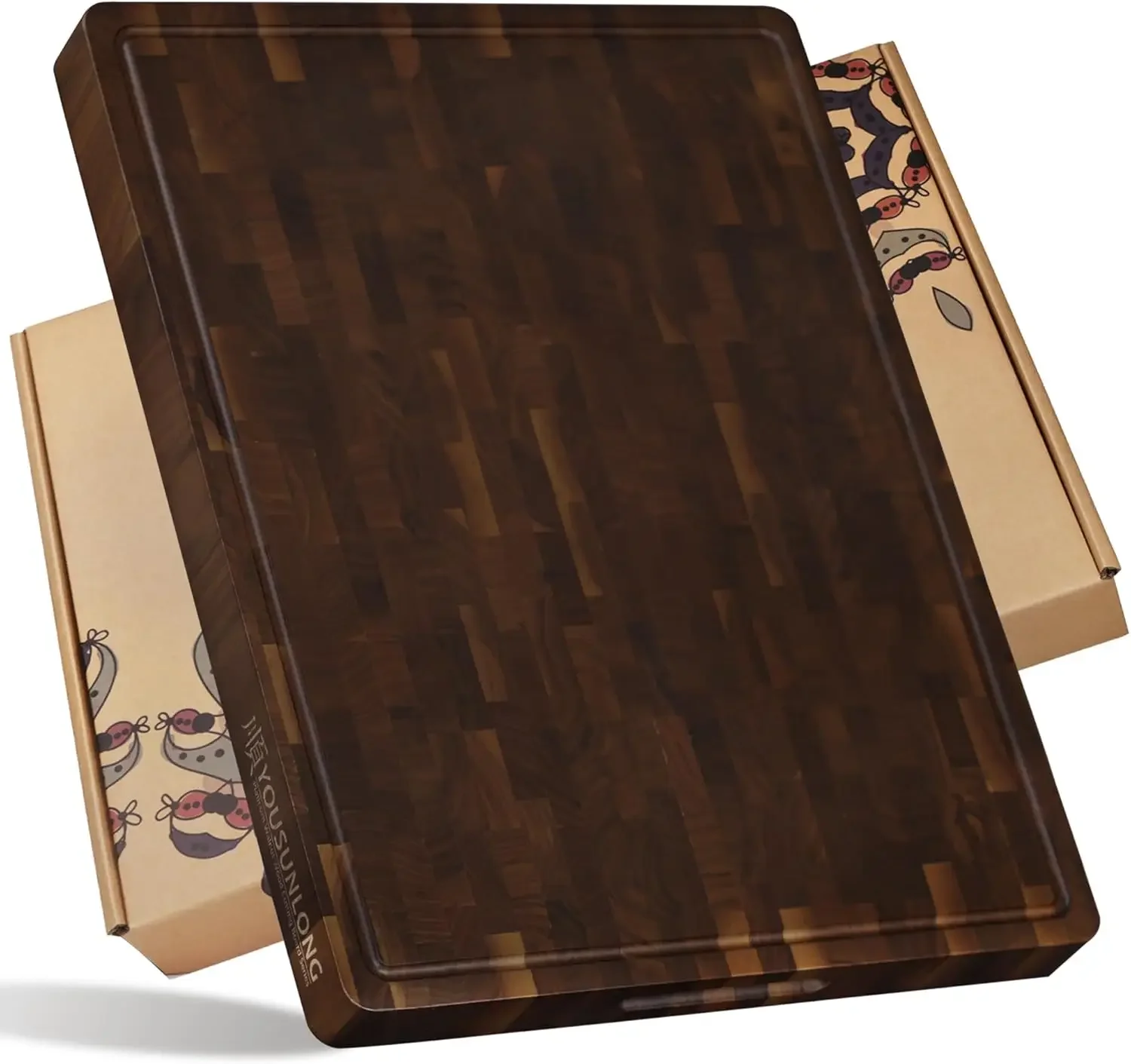 Tabla de cortar de bloque de carnicero de madera de nogal de grano de extremo grueso extra grande - 24 "L x 18" L x 2 "Th - Choppi de cocina sostenible