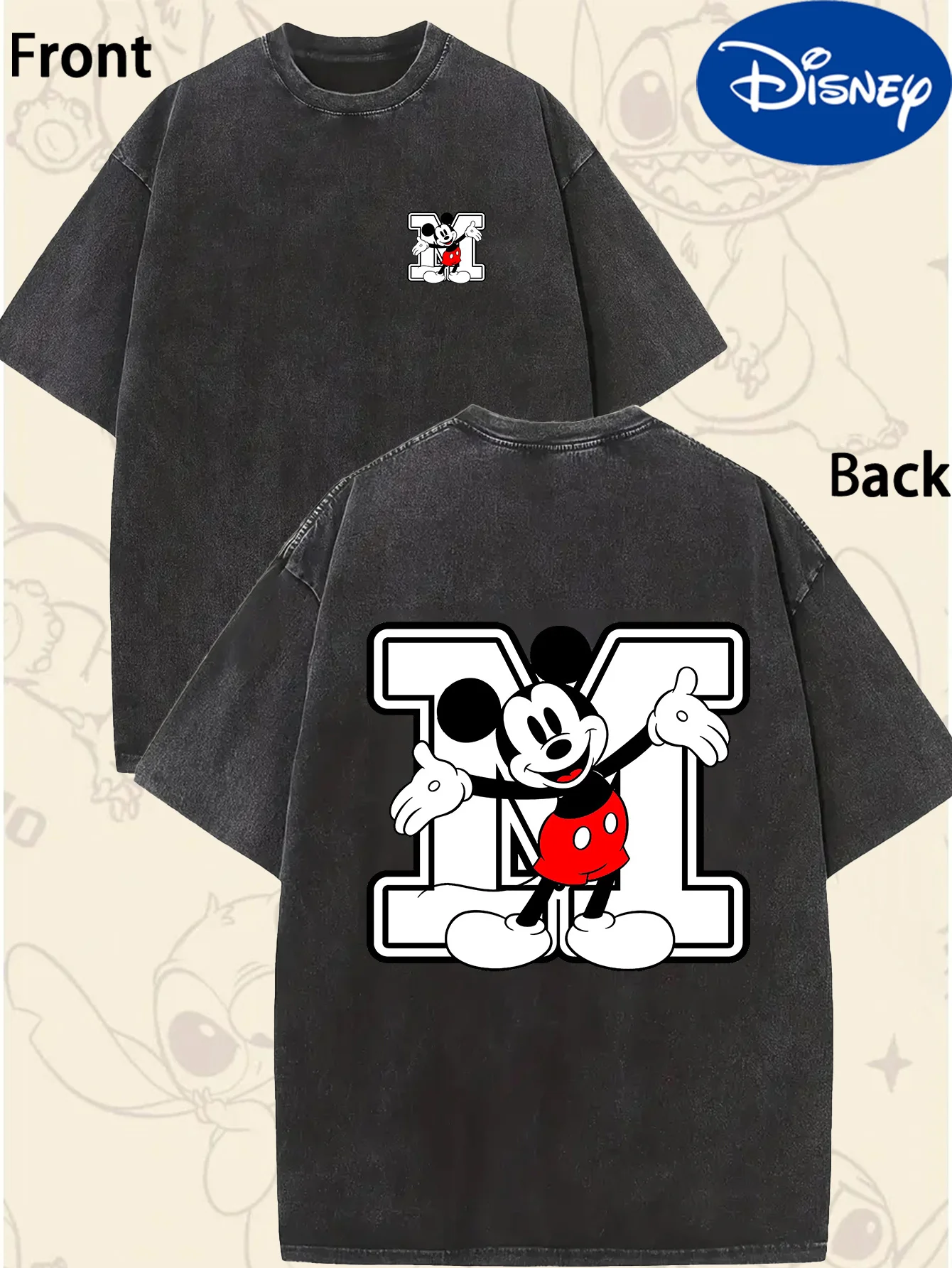 

Классическая винтажная футболка с рисунком Микки и М из мультфильма Диснея, унисекс, плотная хлопковая футболка с круглым вырезом