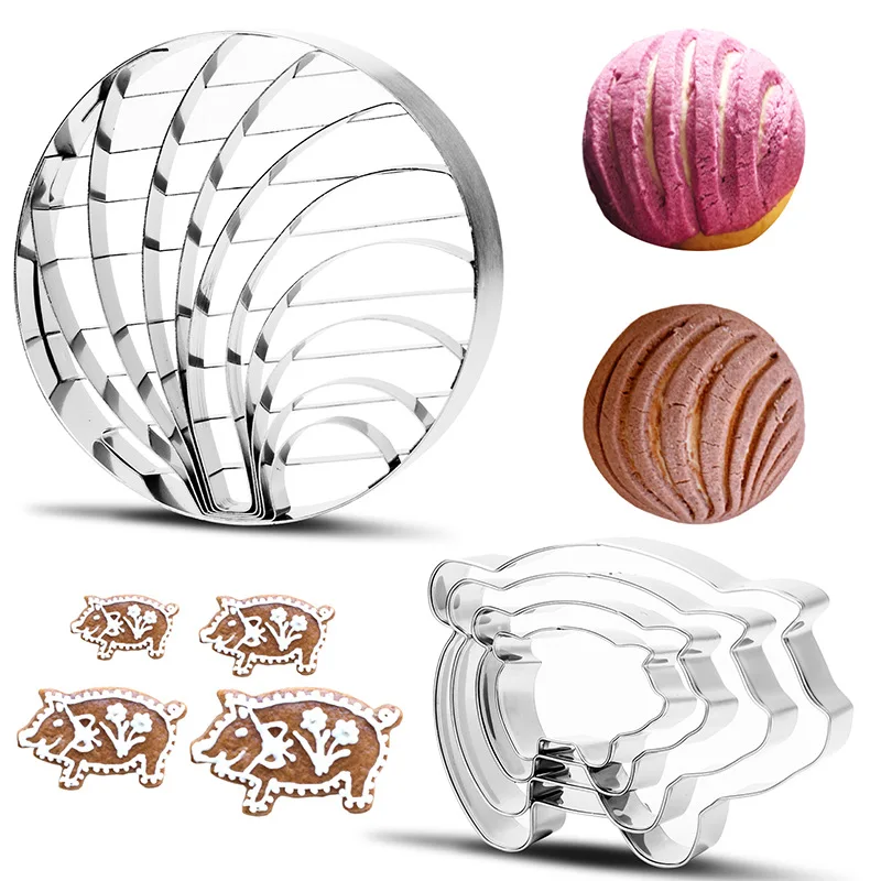 Concha Cutter Stainless Steel Bread Stamp Sandwich Bread Tool Double Sided Conch Cutter Cake Mold for Baking kitchen tools