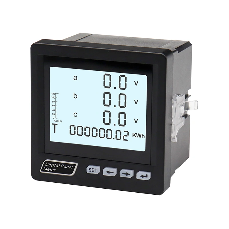 AC450V 5A 3 Pha LCD Máy Đo Đa Năng Hệ Số Công Suất Năng Lượng KWh Ba Pahse Ampe Điện Áp Watt Máy Đo Tốc Với RS485