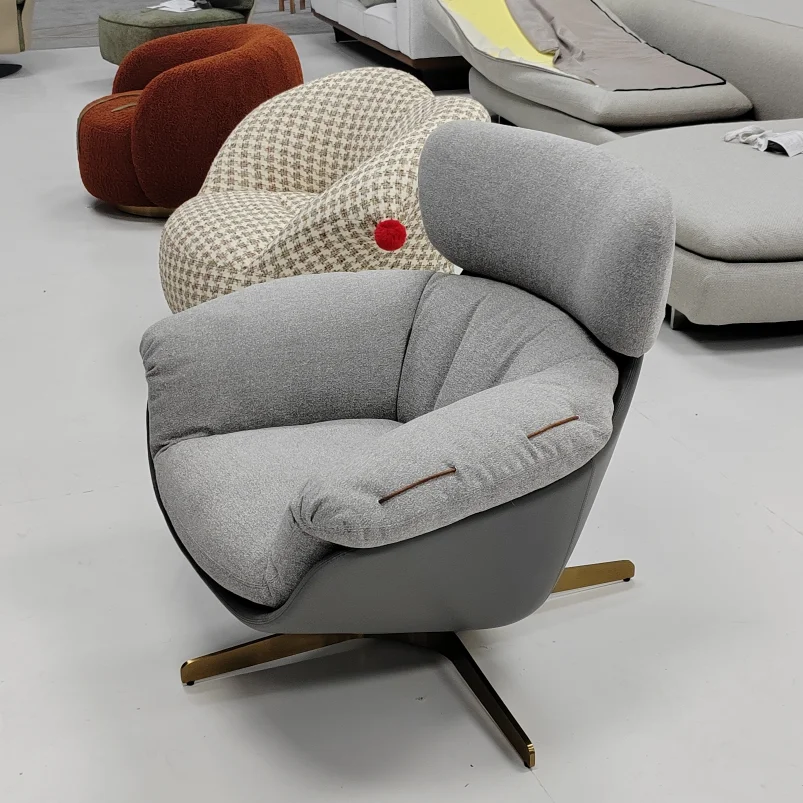 Modern Italy Designer Velvet Fabric Lounge Chair With High Back Living Room Furniture Metal Stainless Steel Legs Leisure Chair