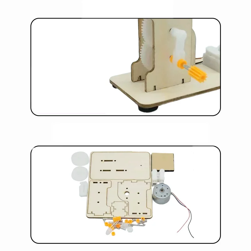 DIY Electric Hand Generator STEM Kits Technological Gatget Science Experimental Tool Educational Wooden Puzzle Games Teaching