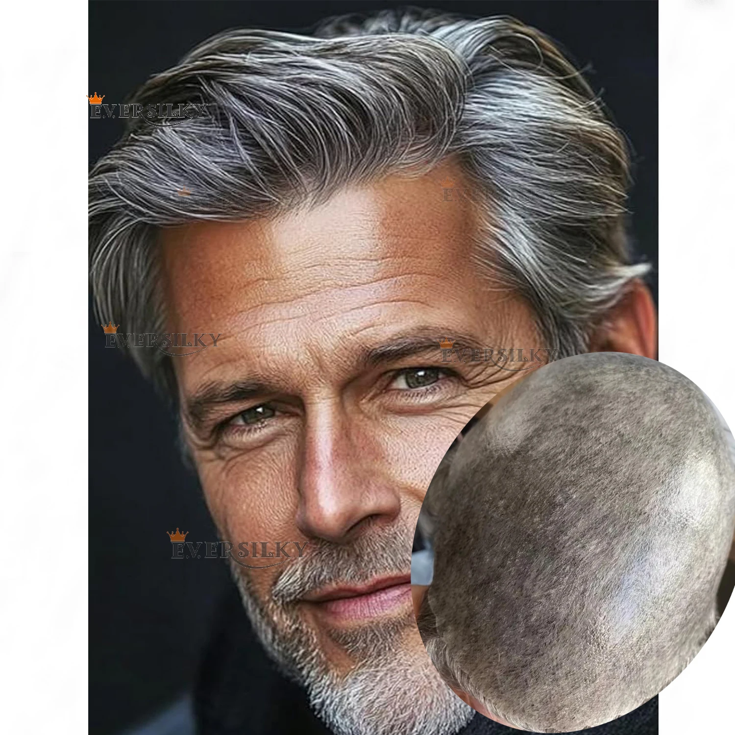 

Natural Hairline 1b40 1B80 Grey Hair Prosthesis Capillary Wig Super Durable Thin Ful PU Male #2 #3 Brown Toupee Human Hair Piece