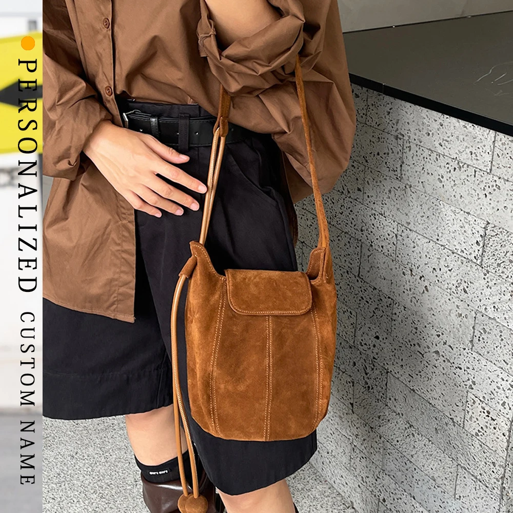 Soft Leather Shoulder Bag for Women Vintage Saddle Purse Crossbody Boho Handbag Genuine Suede Tassel Bag Ladies Casual Vintage
