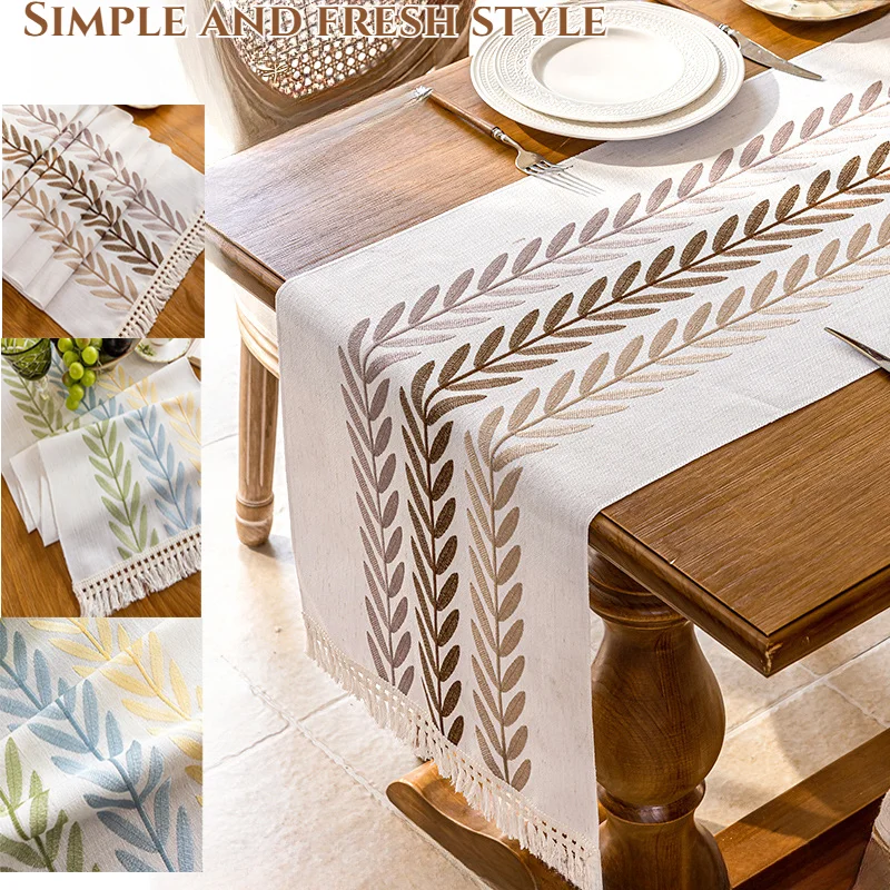 

Luxury Embroidered Linen Cotton Tablecloth/Tablecloth Tassel, for Home Dinning Table Coffee Table Mat Wedding Decorations식탁보