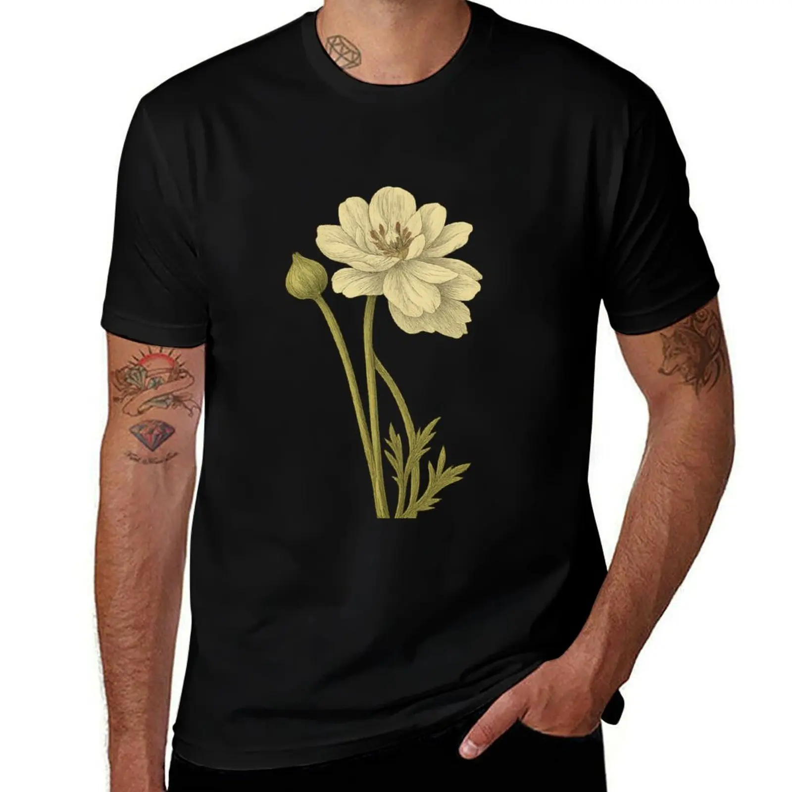 

Vintage Botanical Flower – Classic Illustration Style T-Shirt T-shirts man funny shirt cotton compression shirt men