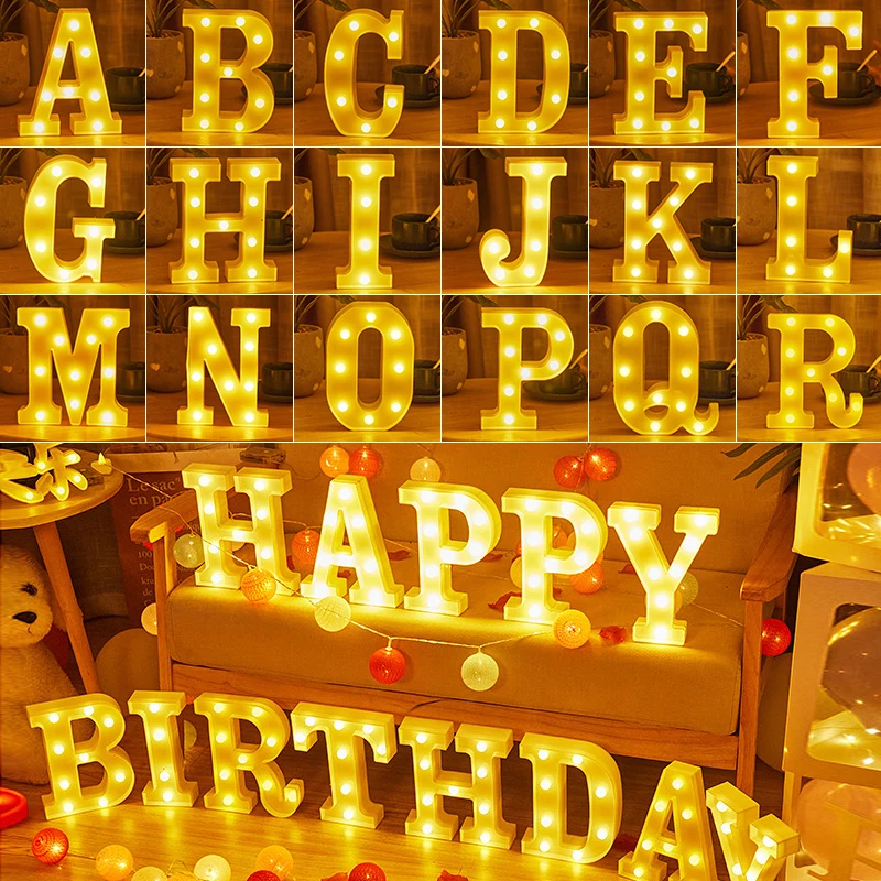 

Letter lights, numbers, English confession lights, proposal LED lights, scene decoration, happy birthday lights
