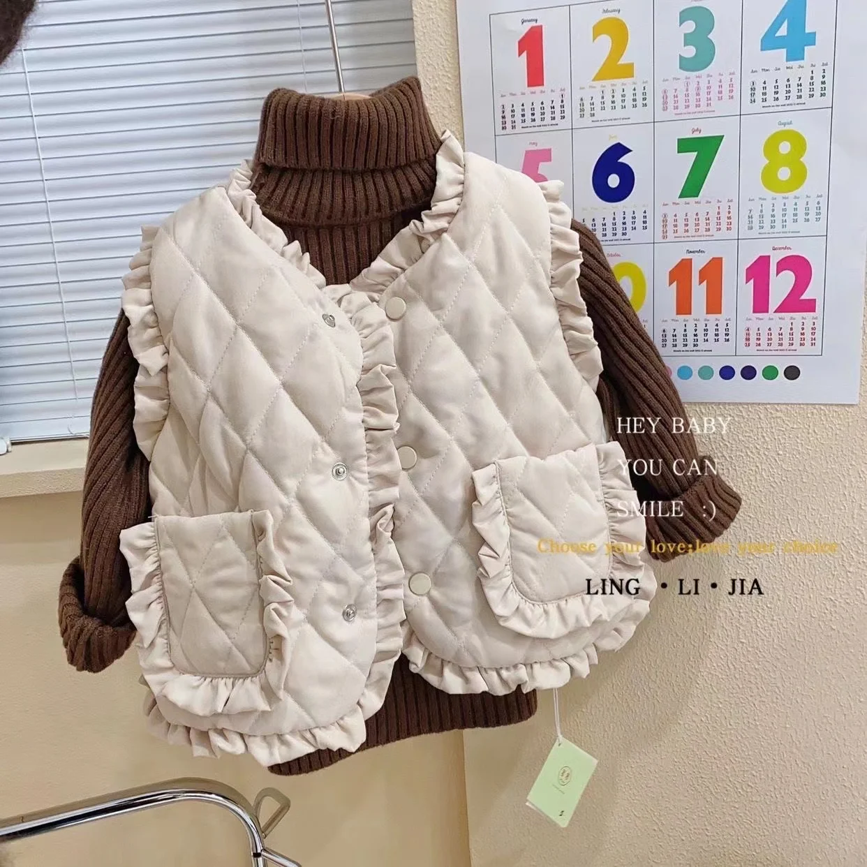 Girls' Autumn Winter Vest 12M-6Y Baby Thickened Warm Clothes Children Wear Lace Outside Vest