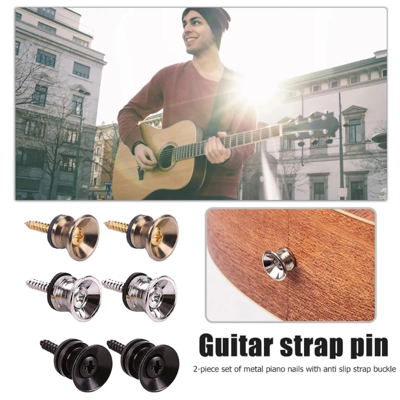 Professional Guitar Strap Locks End Pins Tail Lock Button Pegs Lock Button Bolts Metal End Locking Parts