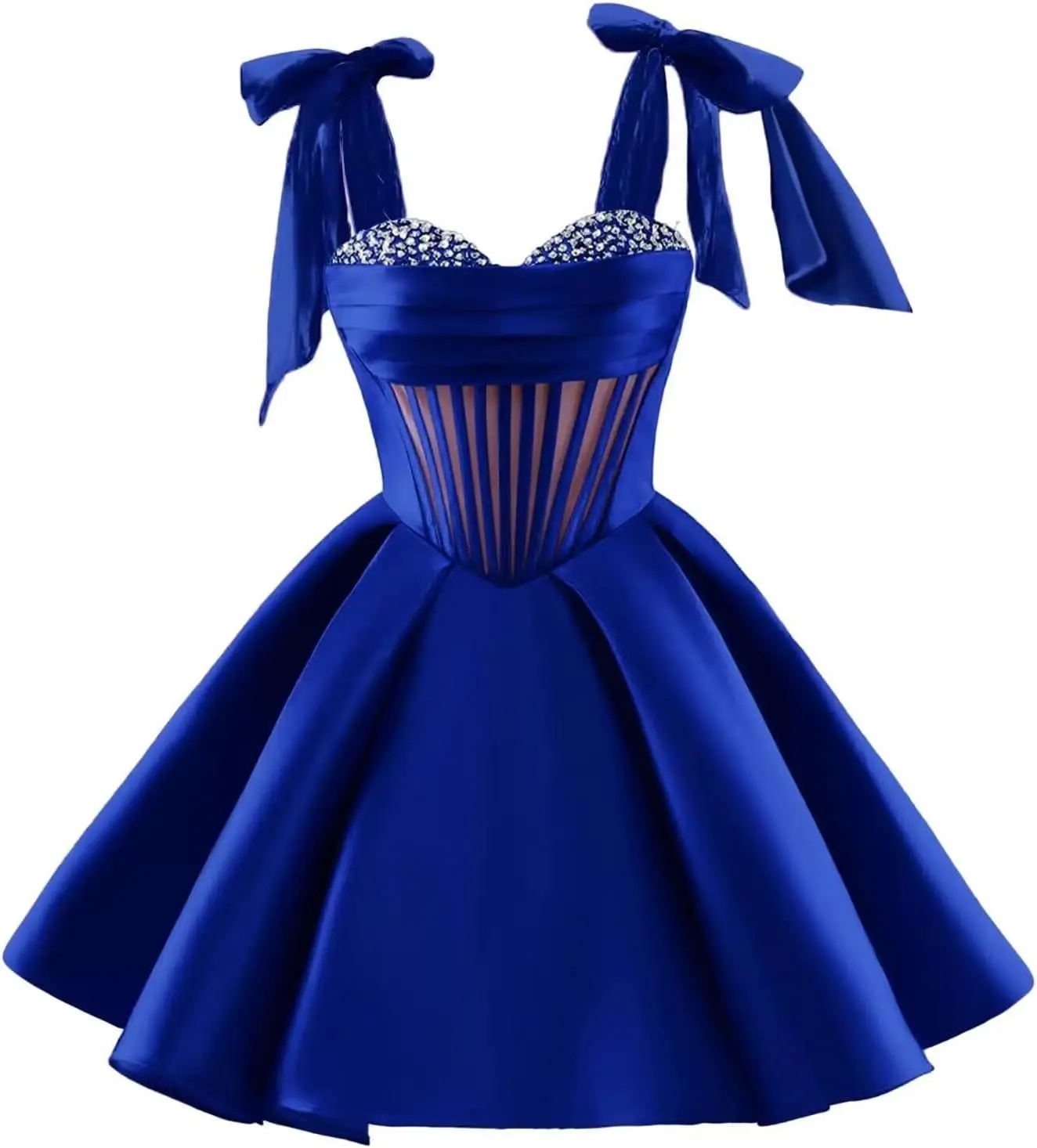 

Атласное короткое платье трапециевидной формы для встречи выпускников для подростков, платье-коктейль для выпускного вечера с бретелями из бисера для женщин с бантом выше колена, мини