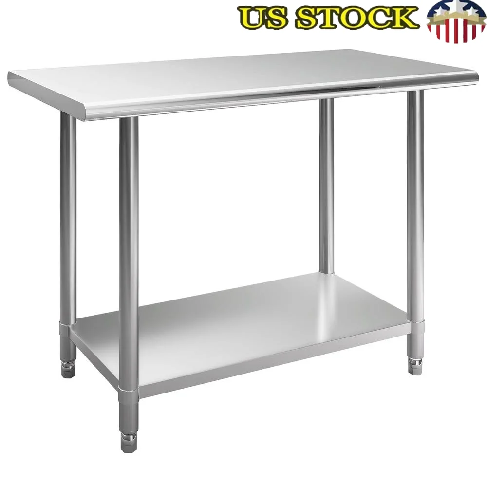 Heavy Duty Stainless Steel Work Table 24 x 48 Inches NSF Certified Commercial Prep Workbench with Adjustable Undershelf 760lbs