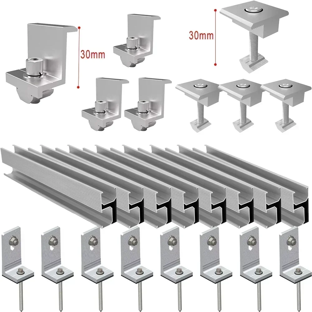 Solar Panel Bracket Set Mounting Rail Support Solar System Accessories 200mmx56mmx30mm Aluminum Alloy For Flat Roof Metal Roof