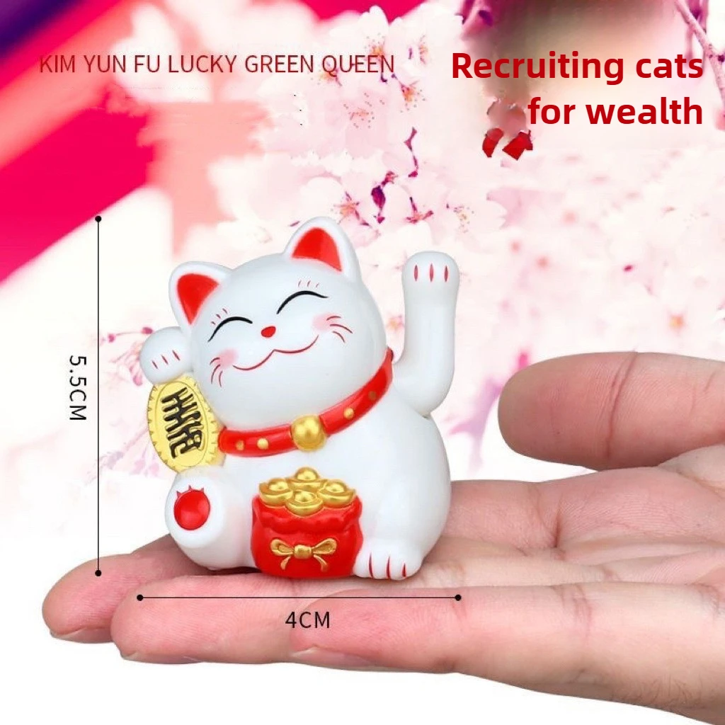 تعمل بالطاقة الشمسية Maneki Neko القط المحظوظ ترحيب القط الصيني المحظوظ يلوحون اليد بيكونينغ تماثيل قطة الحظ للديكور المنزل