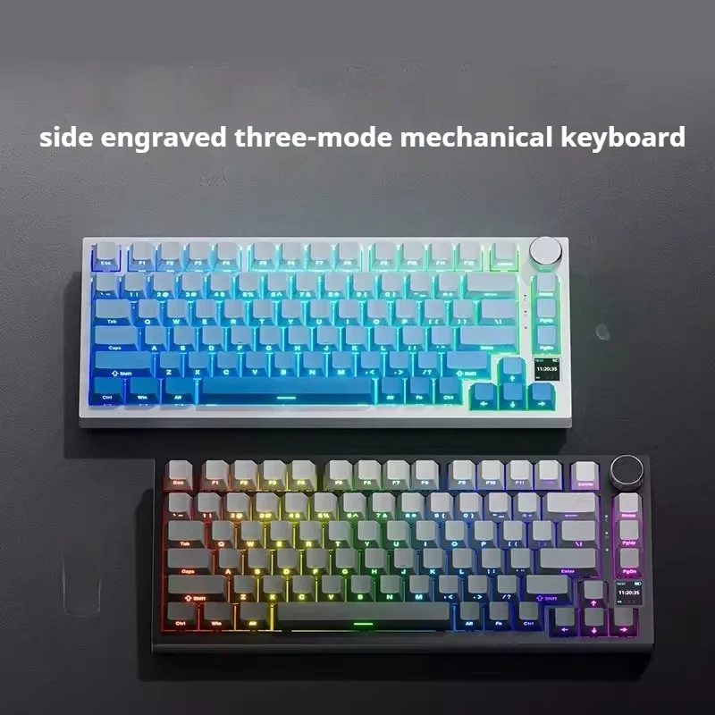 Ajazz Ak820 PRO Third Mock Bluetooth 2.4g Wireless Mute Mechanical Keyboard Pbt Rbg Hot Plug Game Mechanical Customized Keyboard