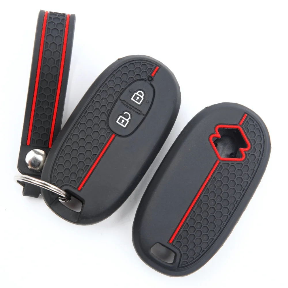 Silicone Car Key Fob Cover For Suzuki Wagon R Every Hustler Palette Solio Alto Lapin Spacia with slim wrist strap