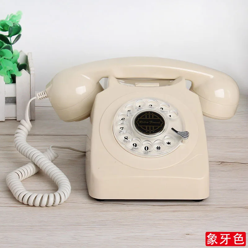 Retro Landline Phone Vintage Rotary Dial Phone with Redial Corded Desk Phone with Metal Bell Retro Phone for Desk Hotel Decor