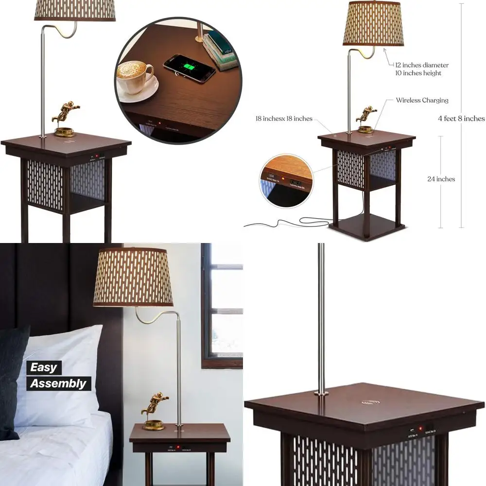 

Светодиодный прикроватный светильник Havana Brown с беспроводным зарядным устройством и USB-портом для дома и офиса