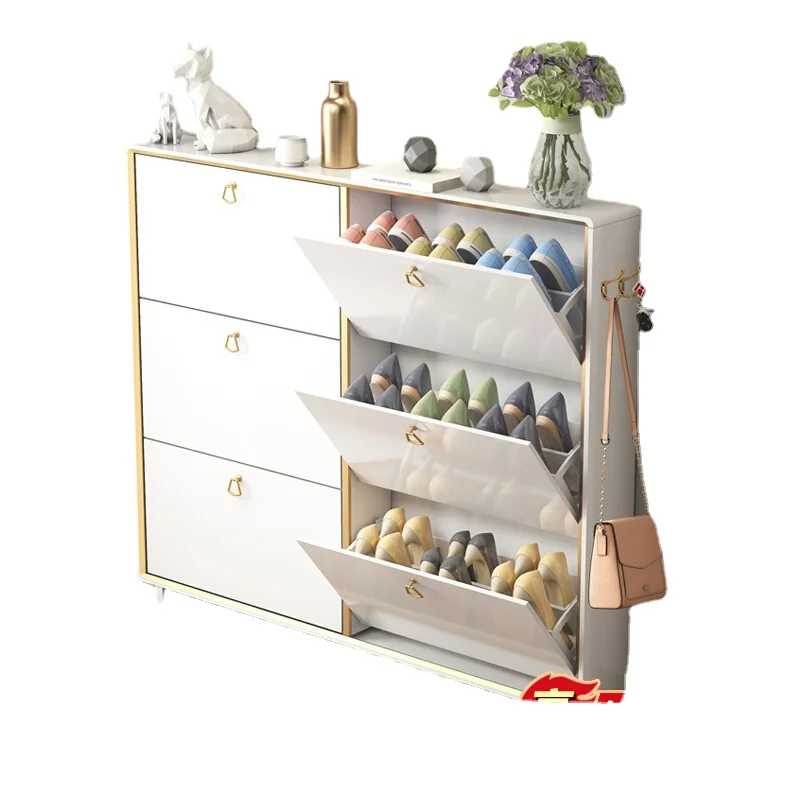 Hxl Ultra-Thin Shoe Cabinet Home Tilting Entrance Cabinet Integrated Storage Fantastic Space-Saving Shoe Rack