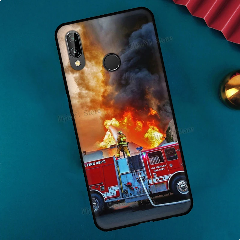 Coque de téléphone souple avec motif camion de pompiers, étui pour Huawei P30 Lite P40 P20 Pro Mate 20 10 Lite P Smart 2021 2019