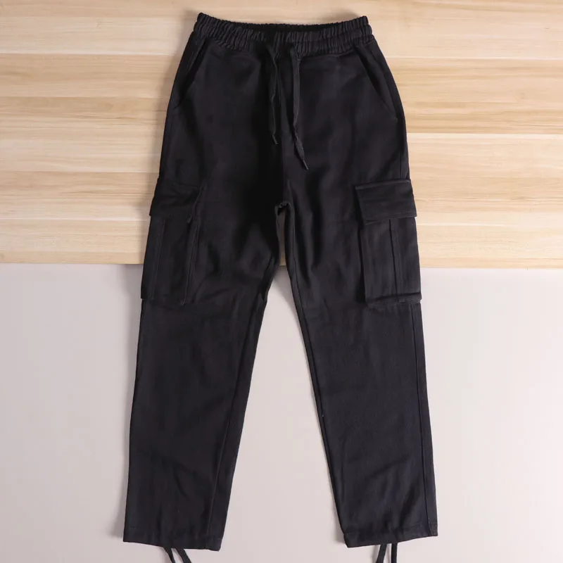 

Waed Pure Cotton Men's Spring New Sle Casual Pants Elastic Waist Workwear Versatile Casual Trousers Straight Leg Fit